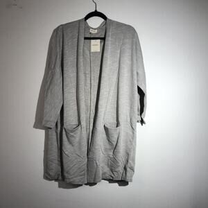 DONNI Oversized Gray Ribbed Knit Open Cardigan Bucket Pockets NWT